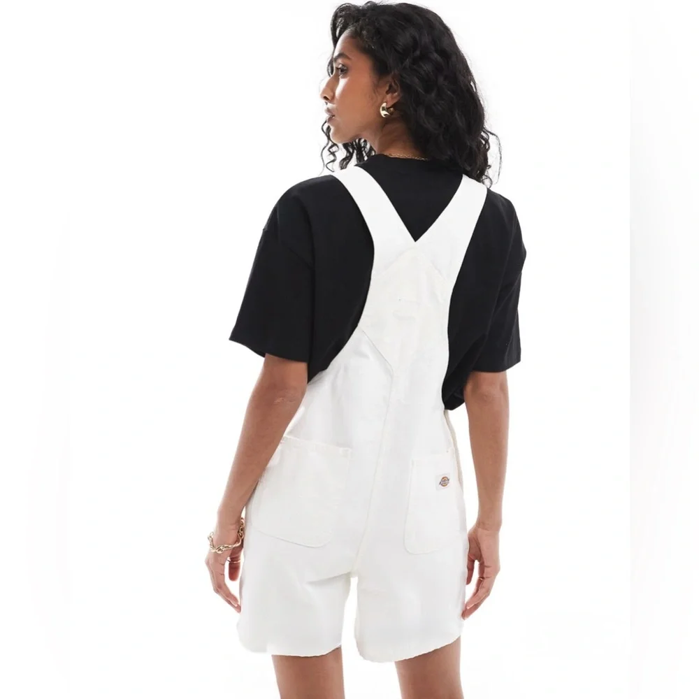 Dickies Duck canvas short bib overalls in stonewash cream Size X-Small NWOT - Picture 4 of 11